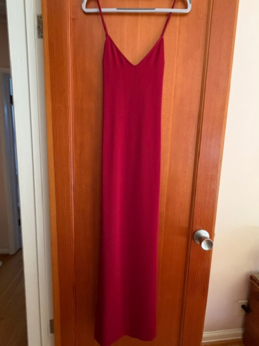 YANSI FUGEL DEEP RED MAXI SLIP GOWN - SIZE XS